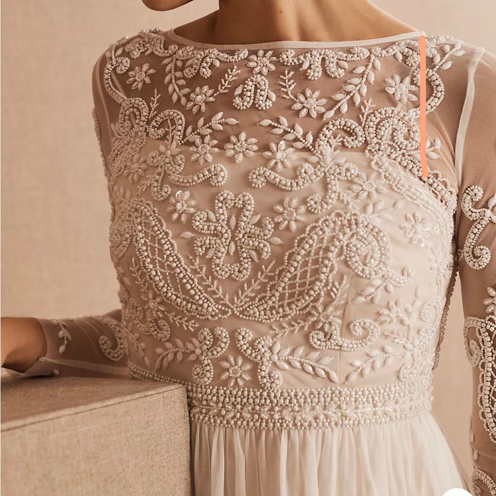 BHLDN Sinclair Dress Wedding Off White Size 12 Anthropologie Blush